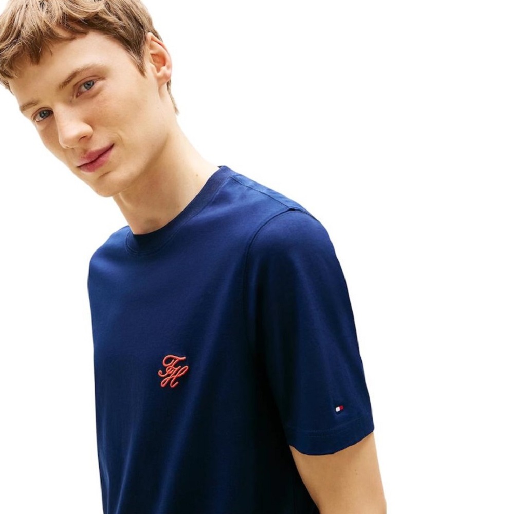 TOMMY HILFIGER</br>Tommy Hilfiger Script Monogram Swimshop Tee MW0MW43066-DCC Ανδρικό T-shirt Μπλε Regular
