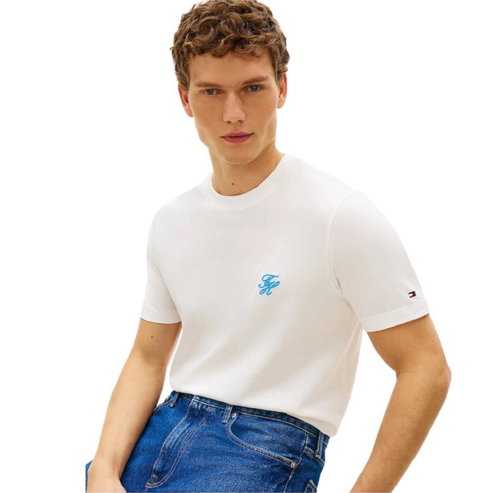 TOMMY HILFIGER</br>Tommy Hilfiger Script Monogram Swimshop Tee MW0MW43066-YBL Ανδρικό T-shirt Εκρού Regular