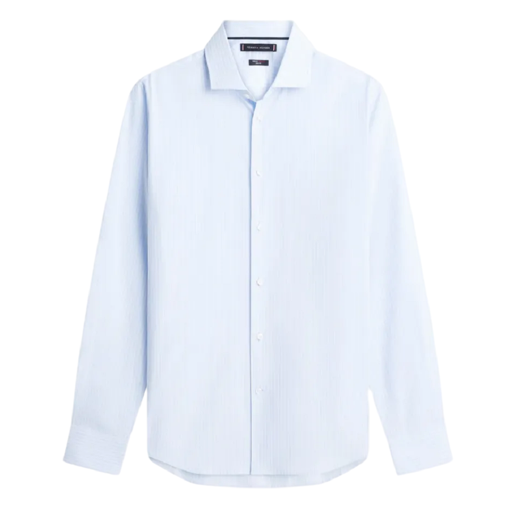 TOMMY HILFIGER</br>Tommy Hilfiger Flex Collar Hairline Stripe Slim Shirt MW0MW43131-C3Q Ανδρικό Πουκάμισο Σιέλ Ριγέ TOMMY HILFIGER</br>Tommy Hilfiger Flex Collar Hairline Stripe Slim Shirt MW0MW43131-C3Q Ανδρικό Πουκάμισο Σιέλ Ριγέ