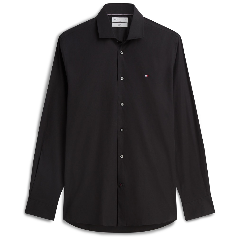 TOMMY HILFIGER</br>Tommy Hilfiger Non Iron Solid Poplin Regular Fit Shirt MW0MW45307-BDS Ανδρικό Πουκάμισο Μαύρο TOMMY HILFIGER</br>Tommy Hilfiger Non Iron Solid Poplin Regular Fit Shirt MW0MW45307-BDS Ανδρικό Πουκάμισο Μαύρο