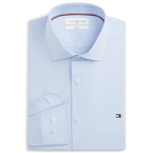 Tommy Hilfiger Non Iron Solid Poplin Regular Fit Shirt MW0MW45307-C3Q Ανδρικό Πουκάμισο Σιέλ