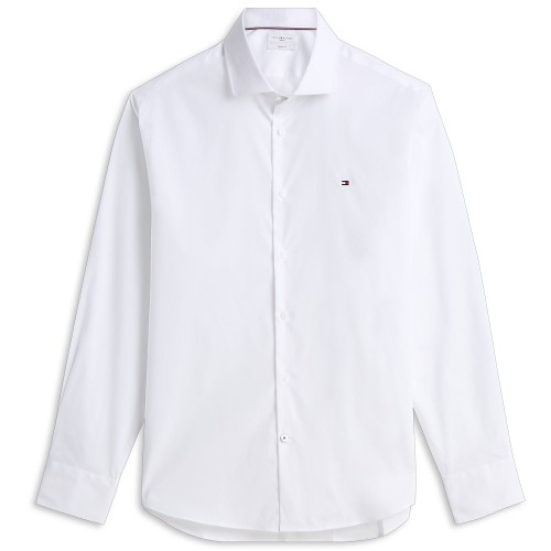 Tommy Hilfiger Non Iron Solid Poplin Regular Fit Shirt MW0MW45307-YBR Ανδρικό Πουκάμισο Λευκό