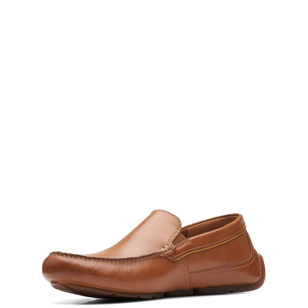 CLARKS</br>Ανδρικά Μοκασίνια/Loafers Ταμπά Δέρμα MARKMAN PLAIN Clarks