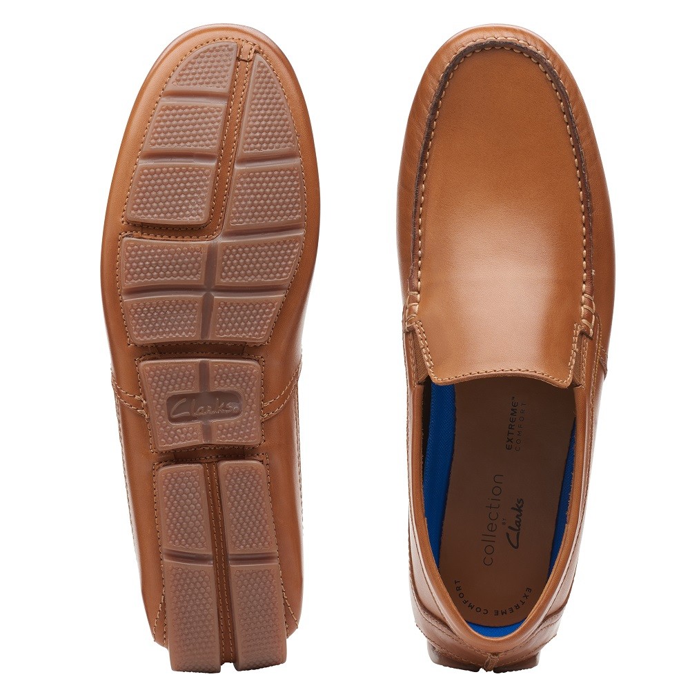 CLARKS</br>Ανδρικά Μοκασίνια/Loafers Ταμπά Δέρμα MARKMAN PLAIN Clarks