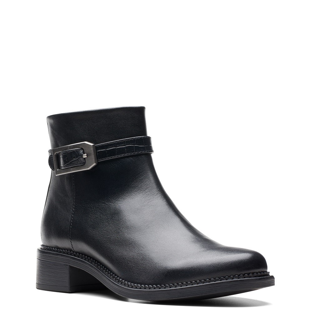 CLARKS</br>Γυναικεία Μποτάκια Μαύρο Δέρμα MAYE GRACE Clarks CLARKS</br>Γυναικεία Μποτάκια Μαύρο Δέρμα MAYE GRACE Clarks