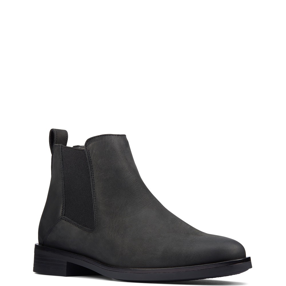 CLARKS</br>Γυναικεία Μποτάκια Μαύρο Δέρμα MEMI TOP Clarks