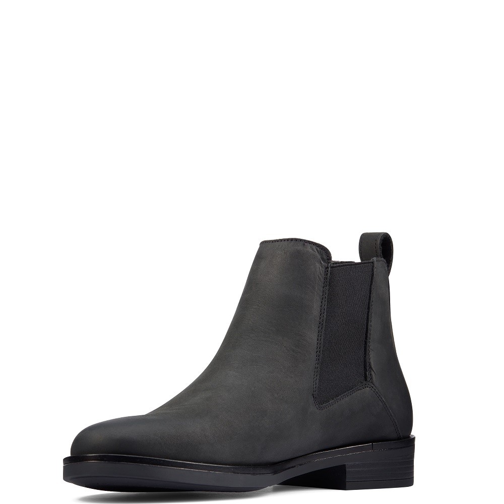 CLARKS</br>Γυναικεία Μποτάκια Μαύρο Δέρμα MEMI TOP Clarks