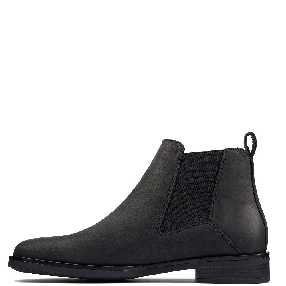 CLARKS</br>Γυναικεία Μποτάκια Μαύρο Δέρμα MEMI TOP Clarks