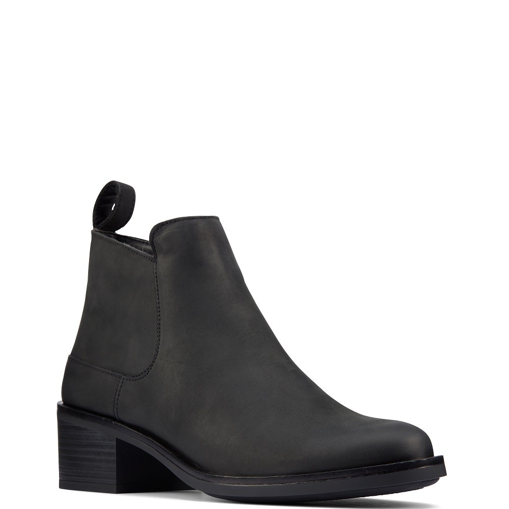CLARKS</br>Γυναικεία Μποτάκια Μαύρο Δέρμα MEMI ZIP Clarks CLARKS</br>Γυναικεία Μποτάκια Μαύρο Δέρμα MEMI ZIP Clarks