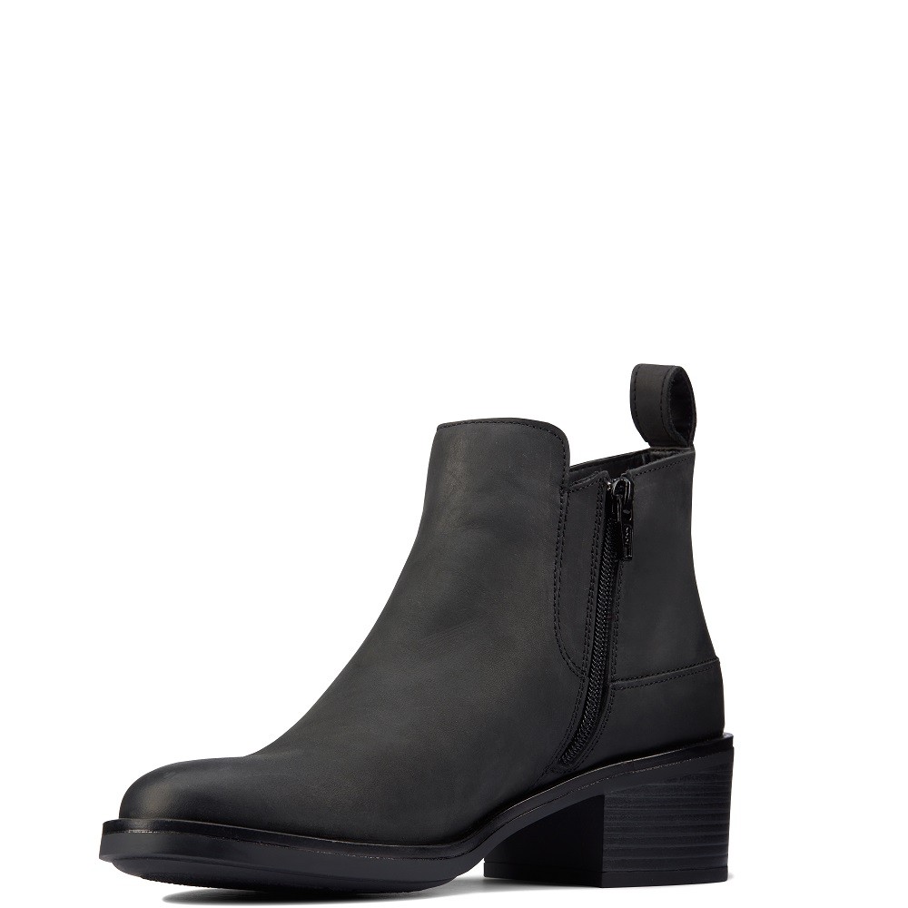 CLARKS</br>Γυναικεία Μποτάκια Μαύρο Δέρμα MEMI ZIP Clarks CLARKS</br>Γυναικεία Μποτάκια Μαύρο Δέρμα MEMI ZIP Clarks