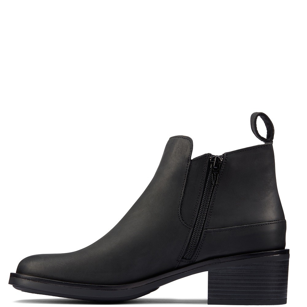 CLARKS</br>Γυναικεία Μποτάκια Μαύρο Δέρμα MEMI ZIP Clarks CLARKS</br>Γυναικεία Μποτάκια Μαύρο Δέρμα MEMI ZIP Clarks