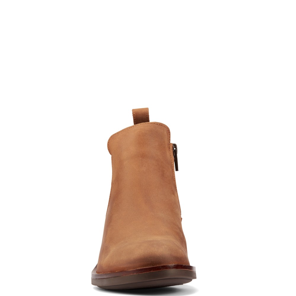 CLARKS</br>Γυναικεία Μποτάκια Ταμπά Δέρμα MEMI ZIP Clarks CLARKS</br>Γυναικεία Μποτάκια Ταμπά Δέρμα MEMI ZIP Clarks