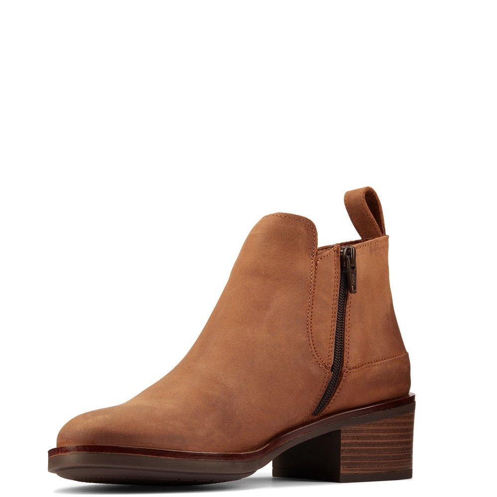 CLARKS</br>Γυναικεία Μποτάκια Ταμπά Δέρμα MEMI ZIP Clarks CLARKS</br>Γυναικεία Μποτάκια Ταμπά Δέρμα MEMI ZIP Clarks