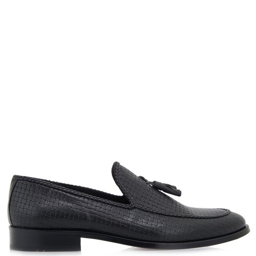 Ανδρικά Μοκασίνια Μαύρο Δέρμα Πλεκτό NZ-1726 Lorenzo Russo Ανδρικά Μοκασίνια Μαύρο Δέρμα Πλεκτό NZ-1726 Lorenzo Russo