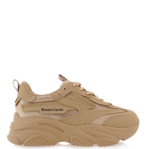 Γυναικεία Sneakers Κάμελ Strass 22E08-01A Renato Garini Γυναικεία Sneakers Κάμελ Strass 22E08-01A Renato Garini