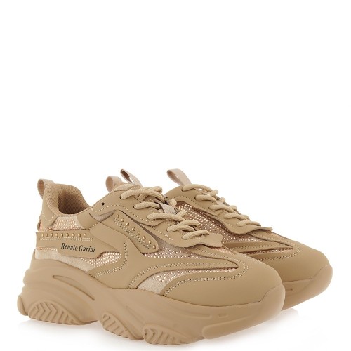 Γυναικεία Sneakers Κάμελ Strass 22E08-01A Renato Garini Γυναικεία Sneakers Κάμελ Strass 22E08-01A Renato Garini