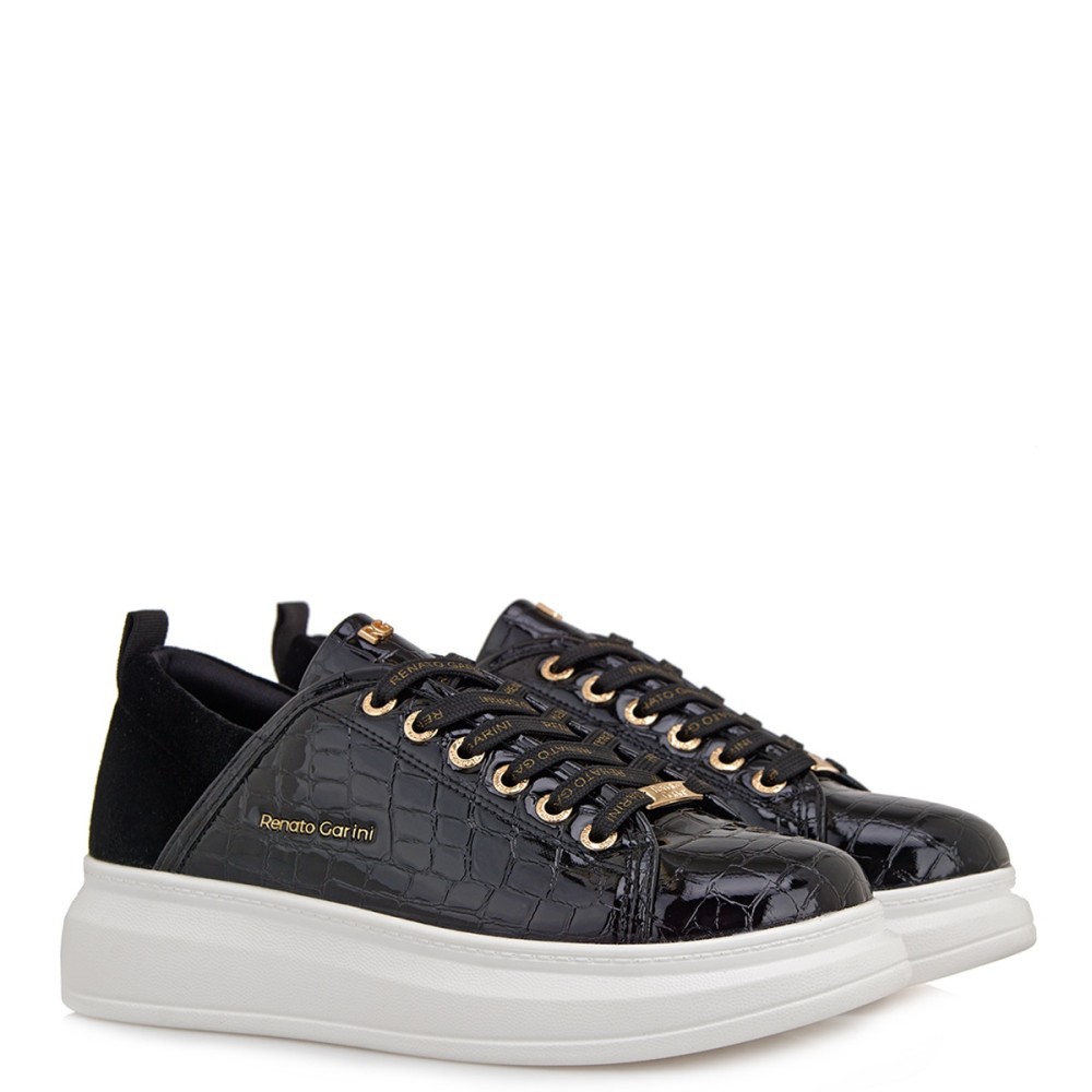 RENATO GARINI</br>Γυναικεία Sneakers Μαύρο Κροκό Βερνί/Μαύρο Βελούδο 66-22WEX106 Renato Garini RENATO GARINI</br>Γυναικεία Sneakers Μαύρο Κροκό Βερνί/Μαύρο Βελούδο 66-22WEX106 Renato Garini