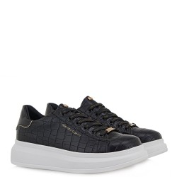 Γυναικεία Sneakers Μαύρο Κροκό/Βερνί 66-22WEX166