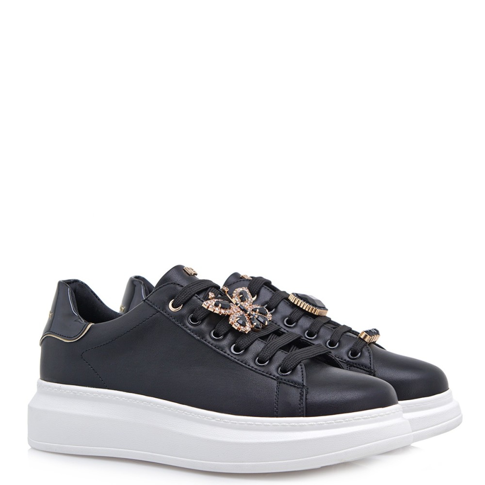RENATO GARINI</br>Γυναικεία Sneakers Μαύρο/Μαύρο Βερνί BUTTERFLY Renato Garini RENATO GARINI</br>Γυναικεία Sneakers Μαύρο/Μαύρο Βερνί BUTTERFLY Renato Garini
