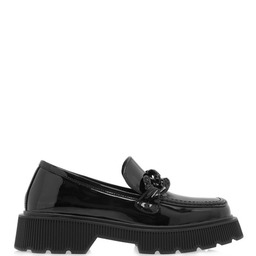 Γυναικεία Μοκασίνια Μαύρο Βερνί PB6265-T7 Exe