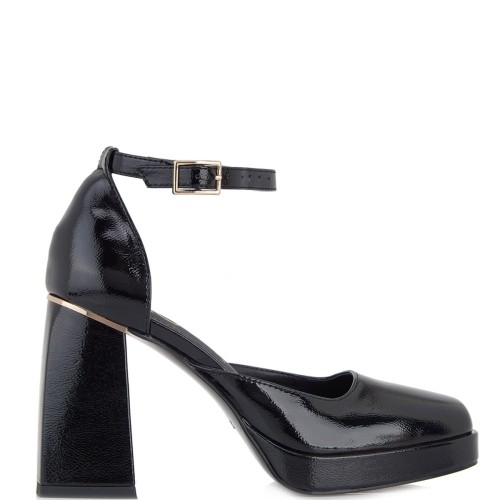 Γυναικείες Γόβες με Μπαρέτα Μαύρο Βερνί T6703-H470-2 Exe