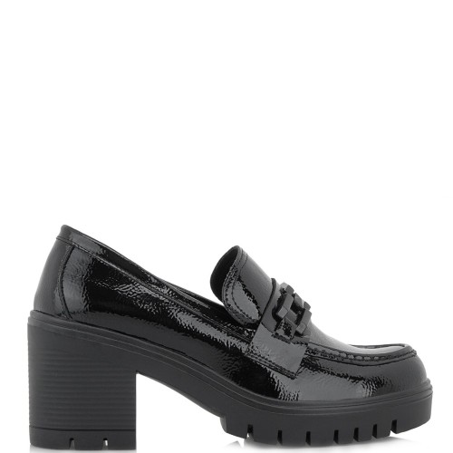 Γυναικεία Μοκασίνια με Τακούνι Βερνί Μαύρο RITA-678 Exe Γυναικεία Μοκασίνια με Τακούνι Βερνί Μαύρο RITA-678 Exe