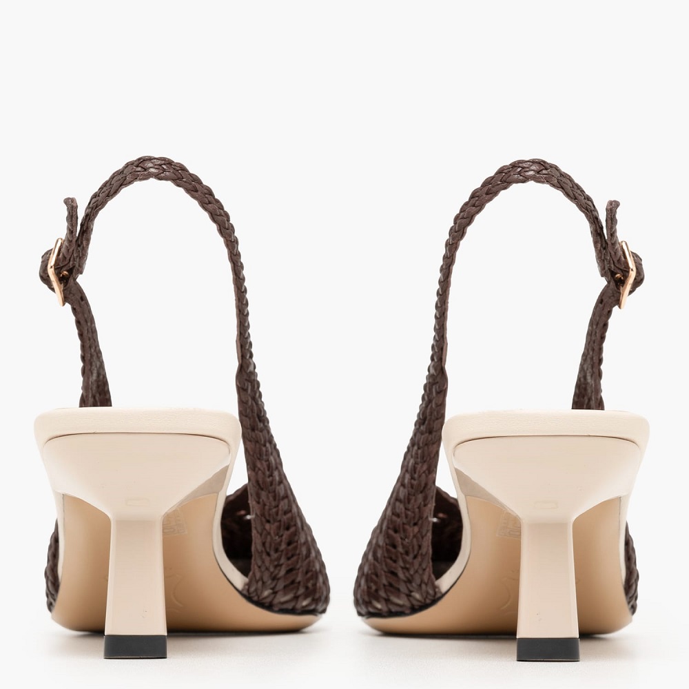 KALOGIROU</br>Kalogirou R206 Γυναικεία Slingback Μπεζ/Καφέ Δέρμα