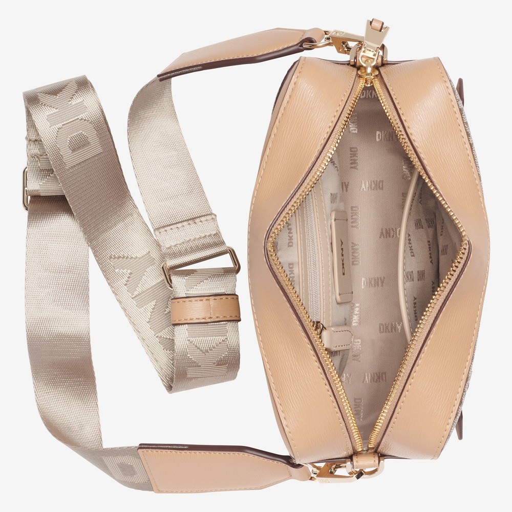 DKNY</br>Γυναικεία Τσάντα Χιαστή Μπεζ Logo BRYANT AVE R42EYE22-HR9 DKNY