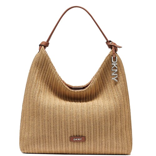 DKNY PAULA R61COO07-AR9 Γυναικεία Τσάντα Hobo Μπεζ/Ταμπά