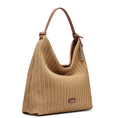 DKNY PAULA R61COO07-AR9 Γυναικεία Τσάντα Hobo Μπεζ/Ταμπά