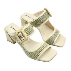 Γυναικεία Mules Εκρού/Χακί Δέρμα RHV254048 Hispanitas