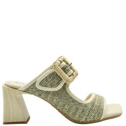 Γυναικεία Mules Εκρού/Χακί Δέρμα RHV254048 Hispanitas