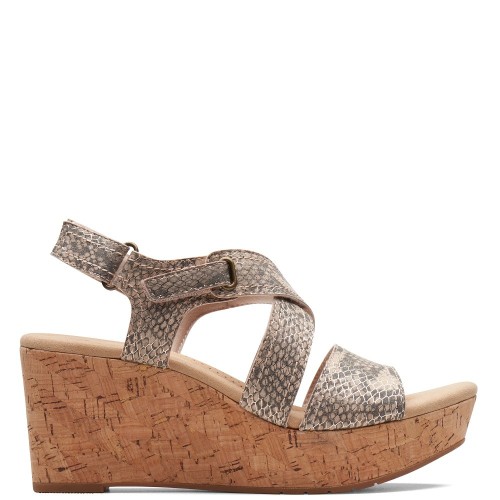 Clarks ROSE WAY Γυναικείες Πλατφόρμες Μπεζ Μεταλλικό