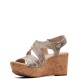 CLARKS</br>Γυναικείες Πλατφόρμες Μπεζ Μεταλλικό  ROSE WAY Clarks