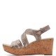 CLARKS</br>Γυναικείες Πλατφόρμες Μπεζ Μεταλλικό  ROSE WAY Clarks