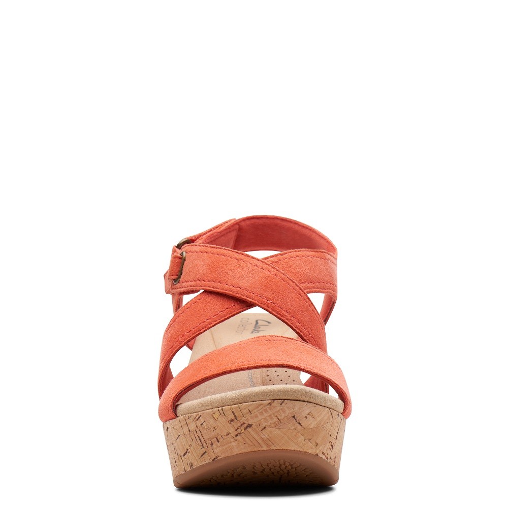 CLARKS</br>Γυναικείες Πλατφόρμες Κοραλί Suede ROSE WAY Clarks