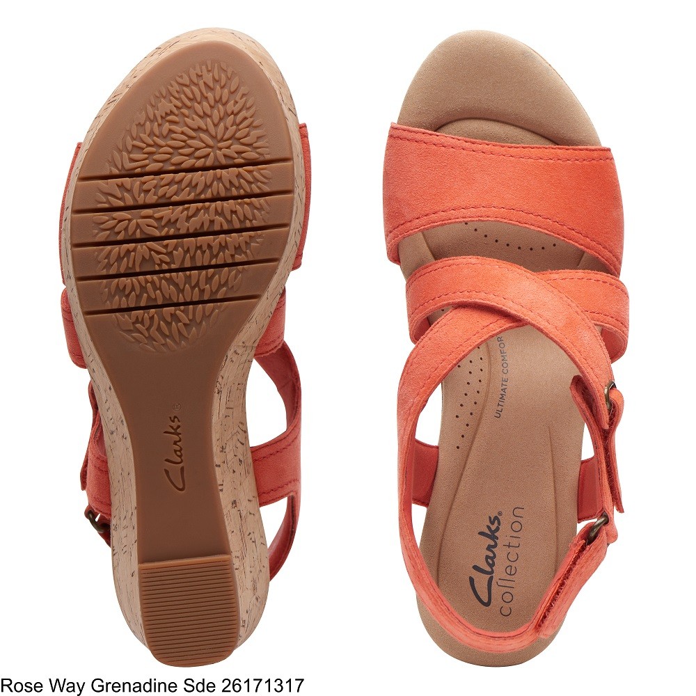 CLARKS</br>Γυναικείες Πλατφόρμες Κοραλί Suede ROSE WAY Clarks