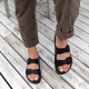 FANTASY SANDALS</br>Ανδρικές Παντόφλες Μαύρο Δέρμα S001 LEONIDAS Fantasy Sandals