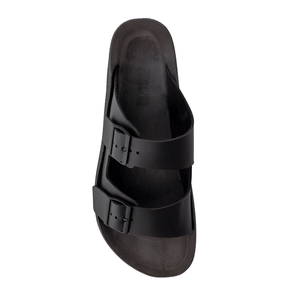 FANTASY SANDALS</br>Ανδρικές Παντόφλες Μαύρο Δέρμα S001 LEONIDAS Fantasy Sandals