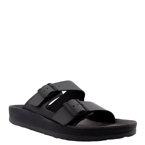 Ανδρικές Παντόφλες Μαύρο Δέρμα S001 LEONIDAS Fantasy Sandals