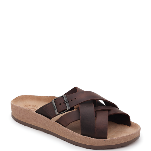 Ανδρικές Παντόφλες Καφέ Δέρμα S002 HERCULES Fantasy Sandals