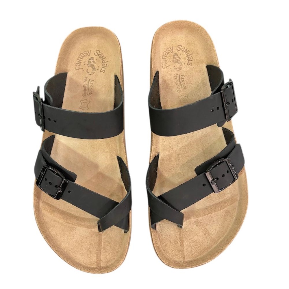 FANTASY SANDALS</br>Ανδρικές Παντόφλες Μαύρο Δέρμα S005 ARIS Fantasy Sandals FANTASY SANDALS</br>Ανδρικές Παντόφλες Μαύρο Δέρμα S005 ARIS Fantasy Sandals