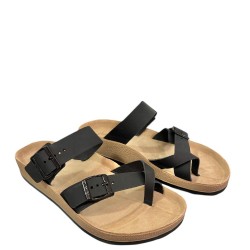 Ανδρικές Παντόφλες Μαύρο Δέρμα S005 ARIS Fantasy Sandals