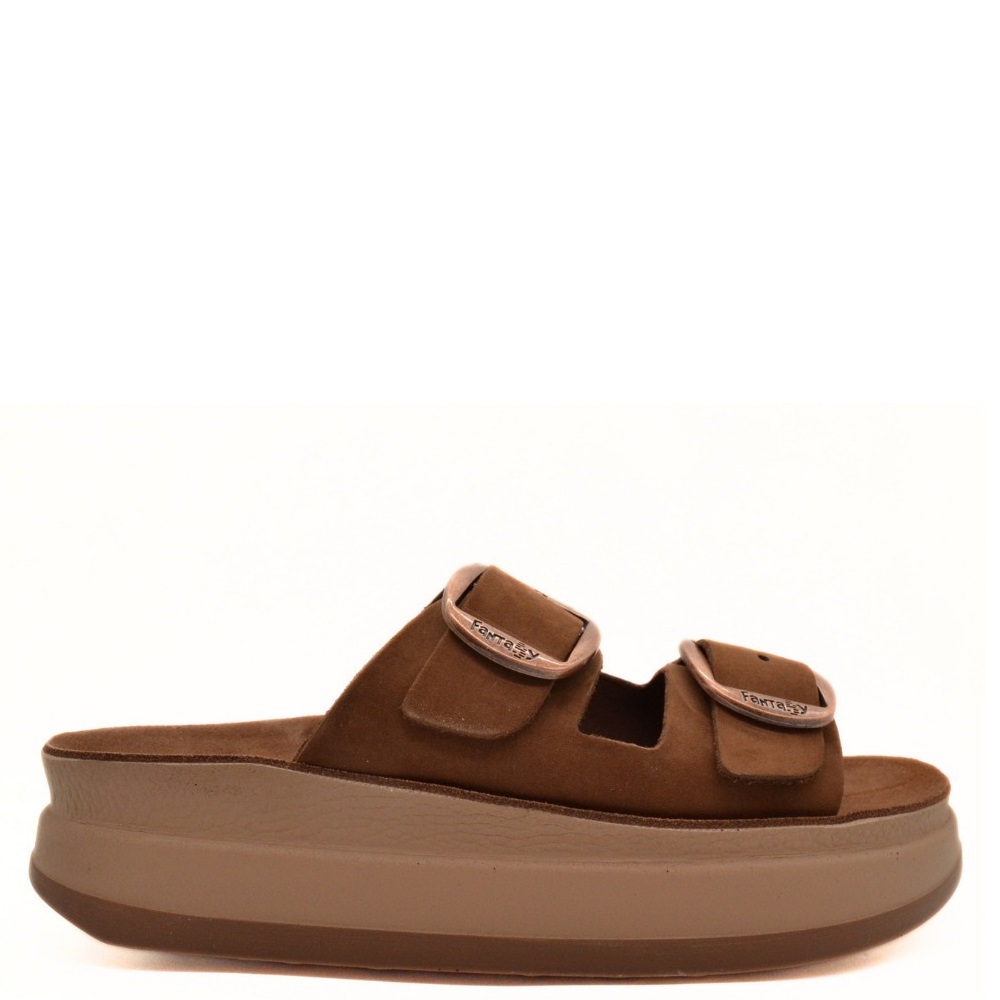 FANTASY SANDALS</br>Fantasy Sandals S1100 ZEFI Γυναικεία Πλατφόρμες Καφέ Δέρμα FANTASY SANDALS</br>Fantasy Sandals S1100 ZEFI Γυναικεία Πλατφόρμες Καφέ Δέρμα