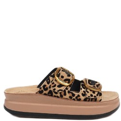 FANTASY SANDALS</br>Γυναικείες Πλατφόρμες Μπεζ/Μαύρο Λεοπάρ ΄Δέρμα S1100 ZEFI Fantasy Sandals
