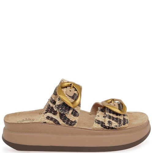 Fantasy Sandals S1121 ABEBA Γυναικείες Πλατφόρμες Καφέ Africana Δέρμα