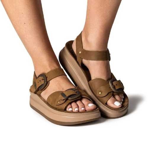 Fantasy Sandals S1122 MILEY Γυναικείες Πλατφόρμες Ταμπά Δέρμα