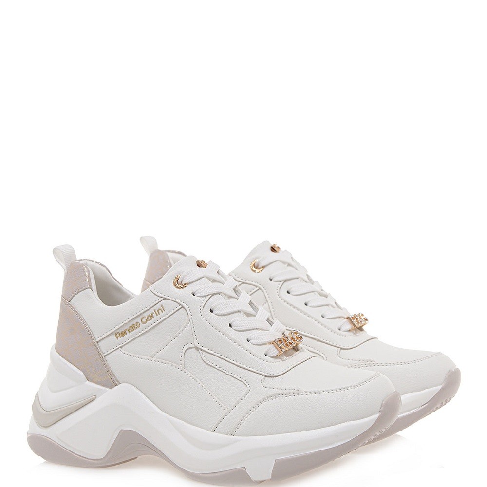RENATO GARINI</br>Γυναικεία Sneakers Λευκό/Πλατίνα με στάμπα 106-21EX40 Renato Garini
