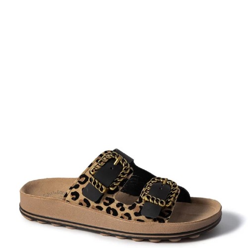 Fantasy Sandals S363 MADONNA Γυναικεία Σανδάλια Μαύρο Leopard Δέρμα
