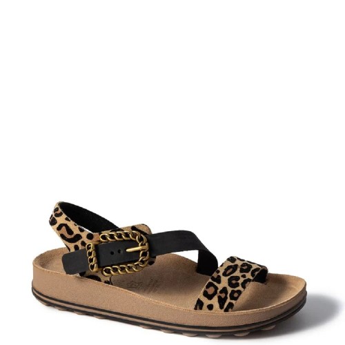 Fantasy Sandals S366 RALLITSA Γυναικεία Σανδάλια Μαύρο Leopard Δέρμα